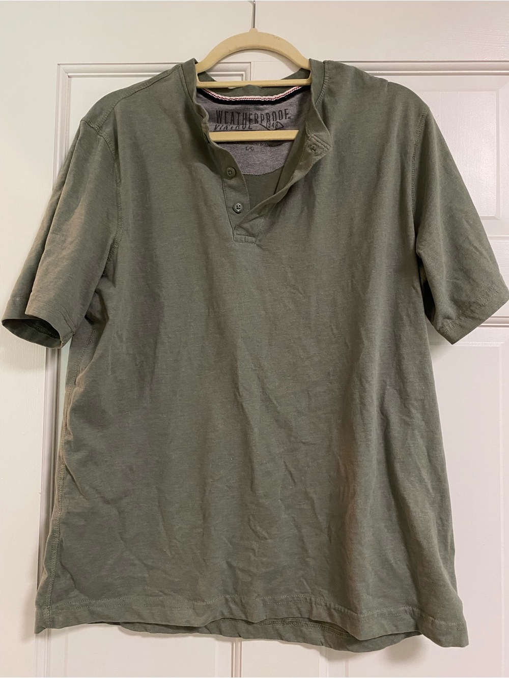 Weatherproof Olive Green Short Sleeve Henley Polo